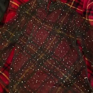 Mock neck rhinestone mesh sheer top